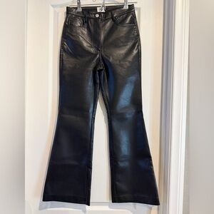 Aritzia Wilfred Black Faux Leather Flare Pants
